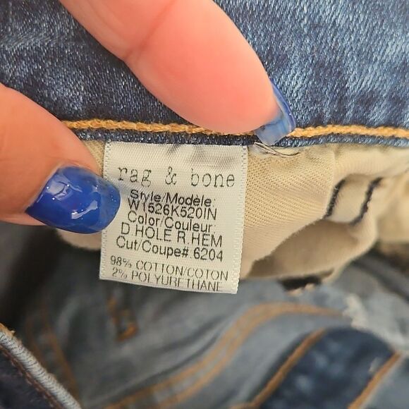 Women's Blue Distressed Jeans With Raw Hem - Picture 14 of 16